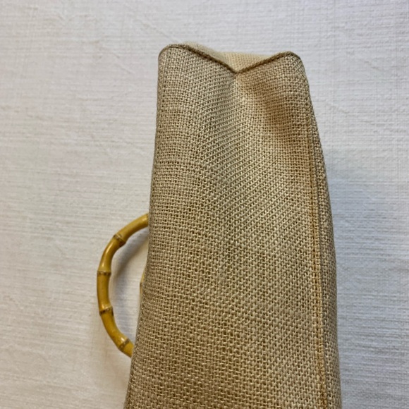 Tommy Hilfiger Tan Jute Tote with Bamboo Handles - Picture 4 of 7